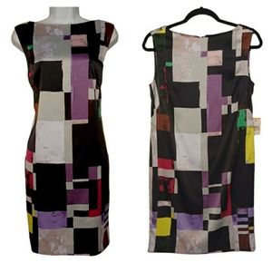 RACHEL RACHEL ROY Colorful Geometric Gray Purple Print Black Small Dress NWT